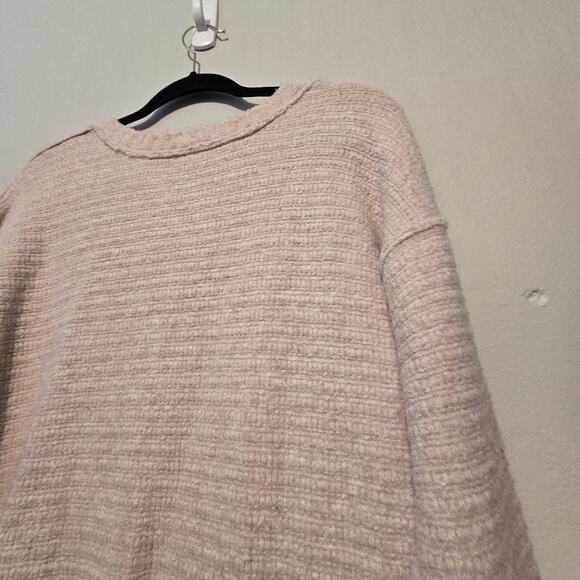 Free People Heart It Laces Long Sweater Womens MED Pink Oversized Boho Coquette - Picture 14 of 14